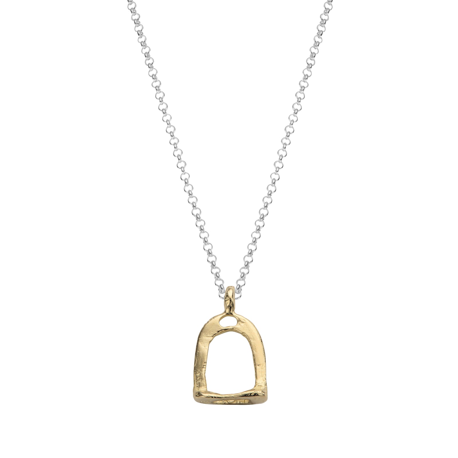 Silver & Gold Medium Original Stirrup Necklace