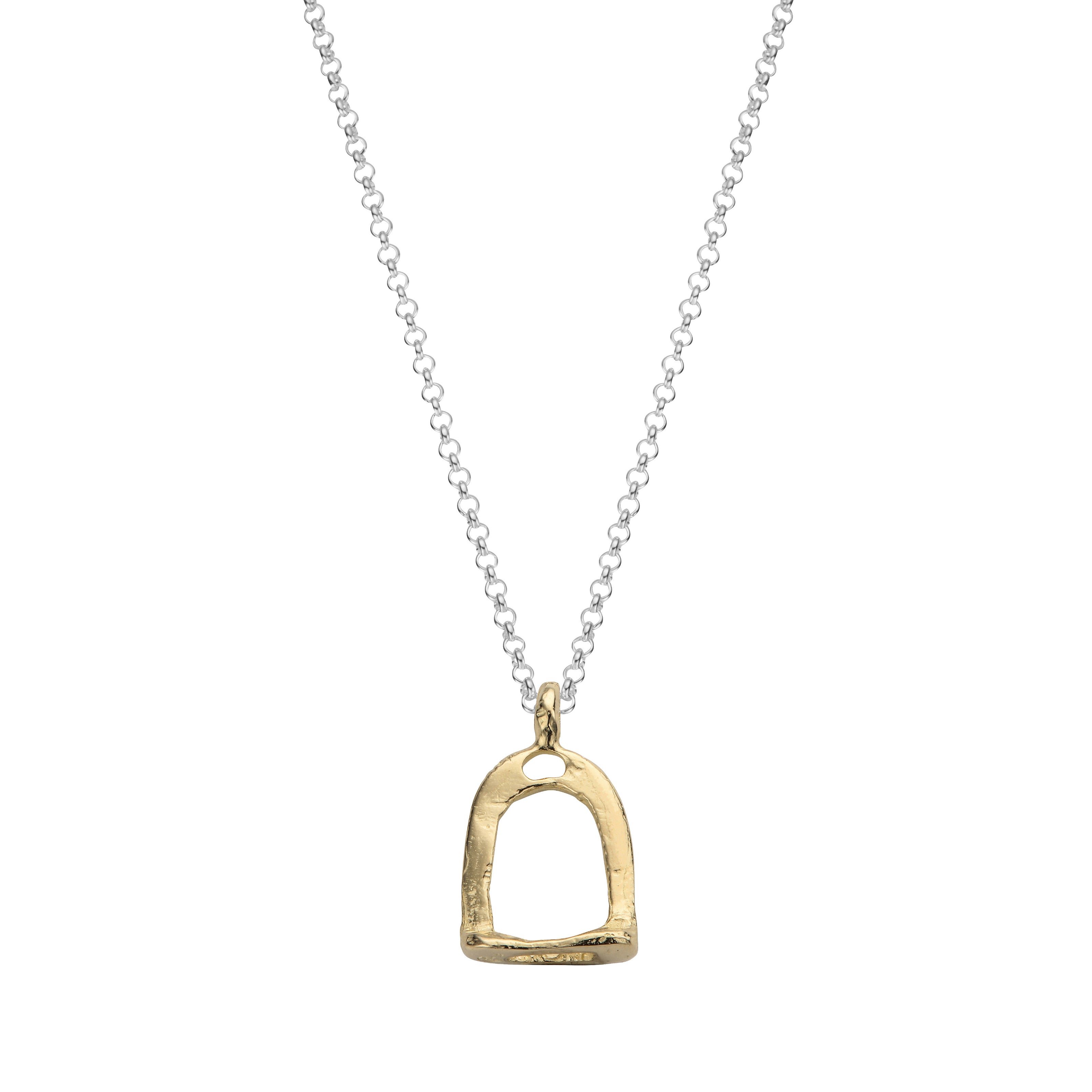 Silver & Gold Medium Original Stirrup Necklace