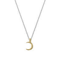 Silver & Gold Mini Crescent Moon Necklace