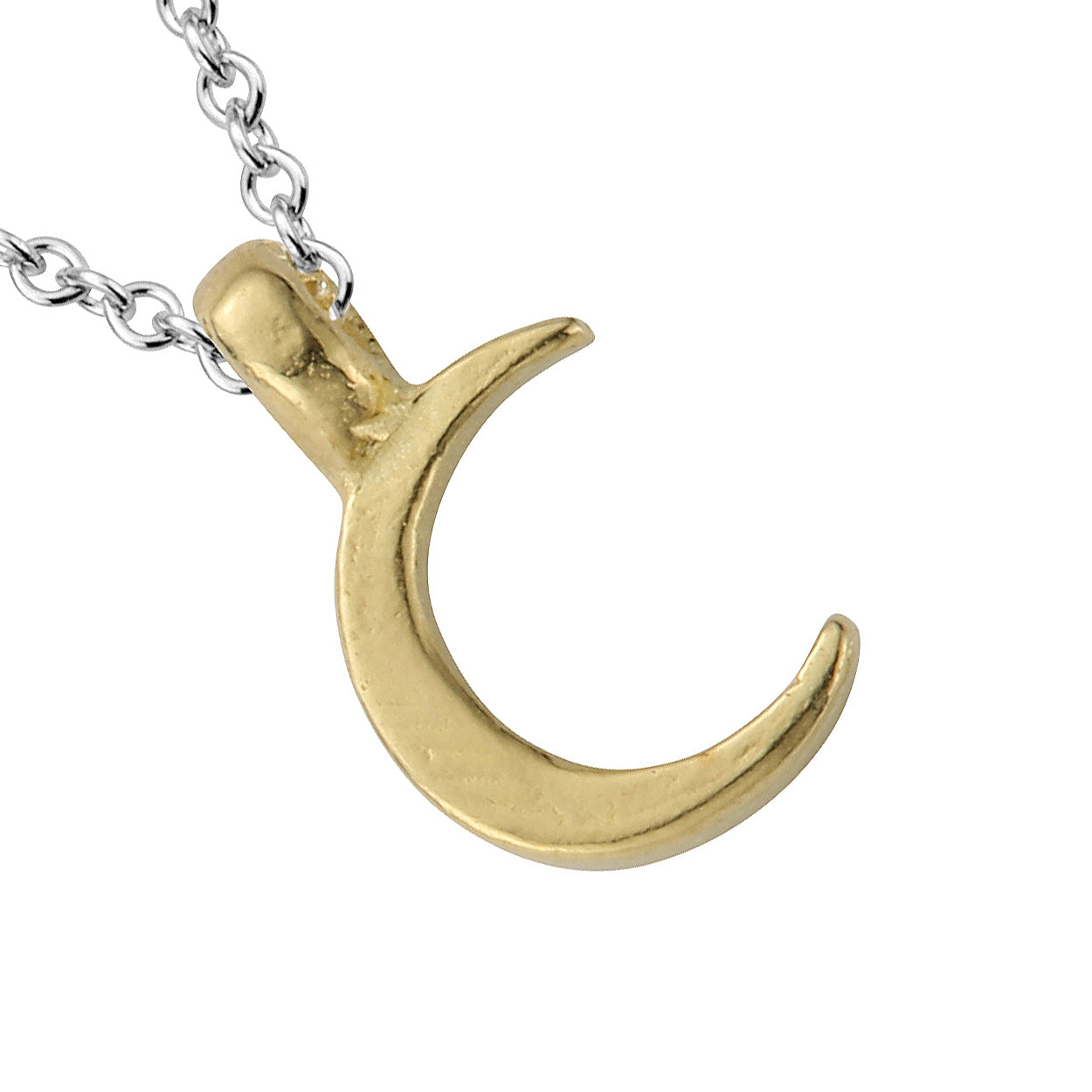 Silver & Gold Mini Crescent Moon Necklace