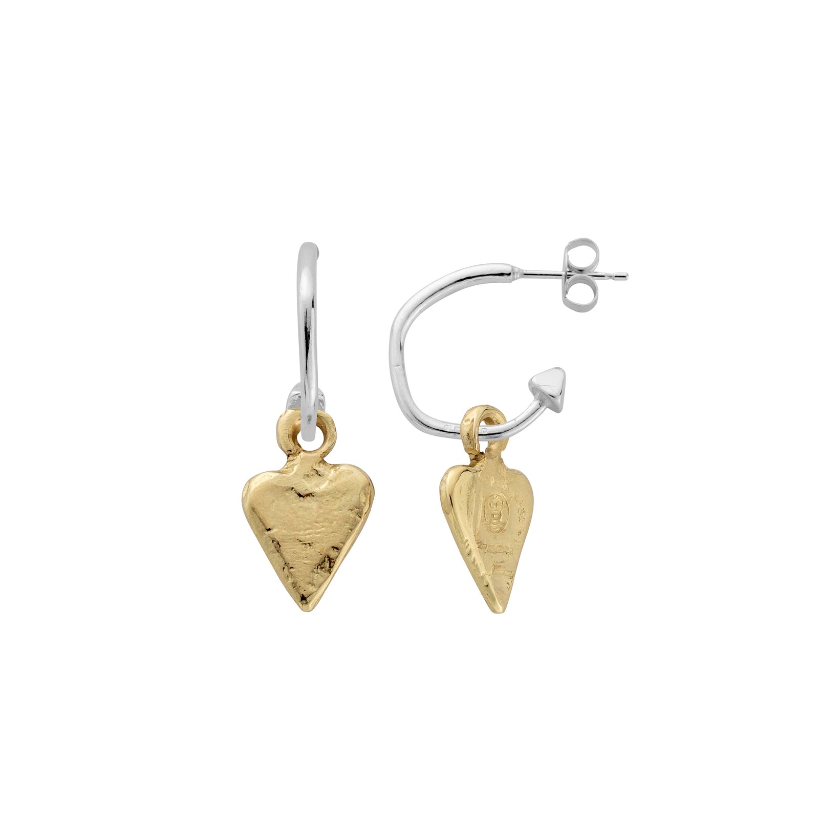 Mini Cupid Hoops with Gold Mini Heart Charms