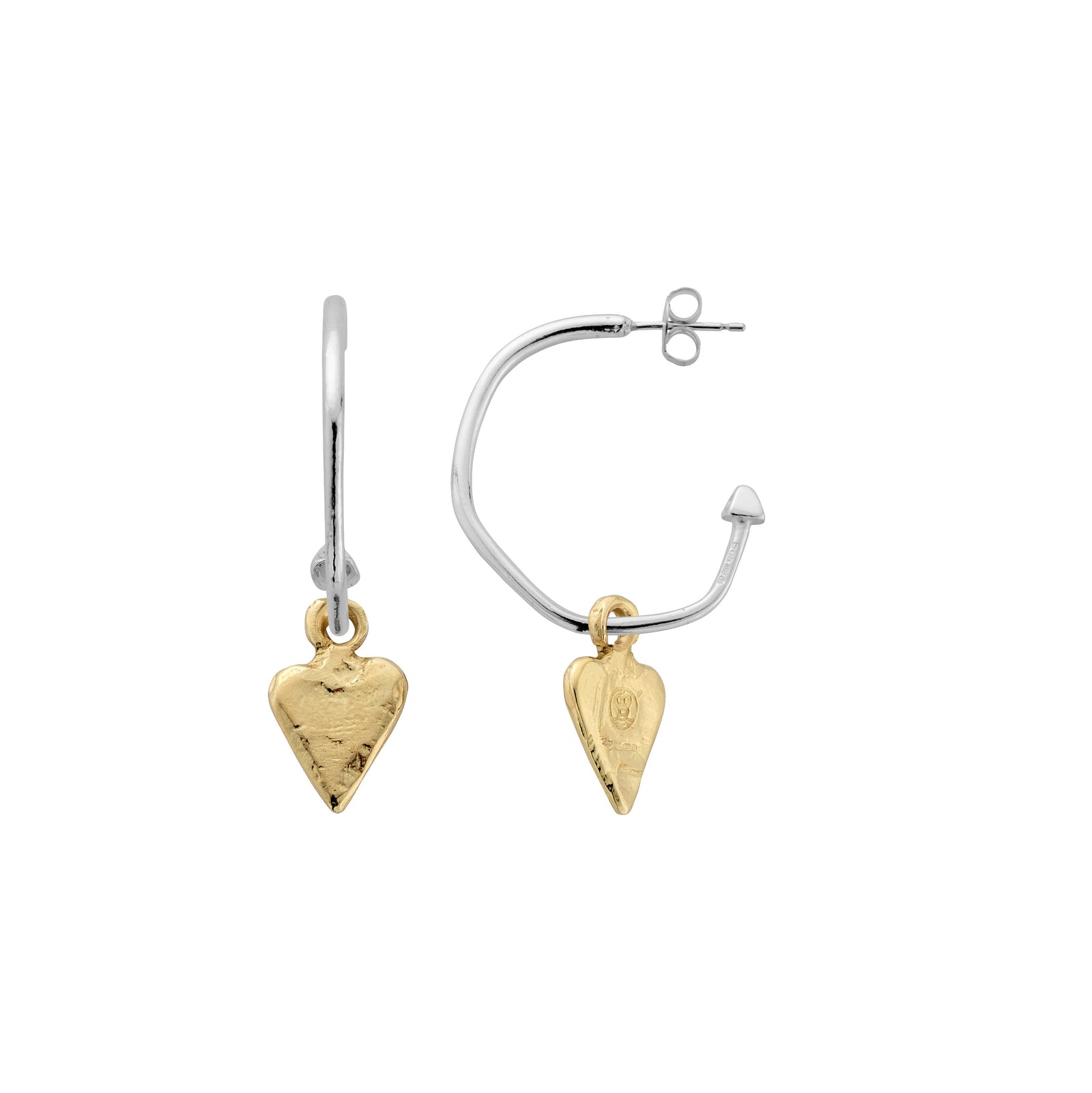 Maxi Cupid Hoops With Gold Mini Heart Charms