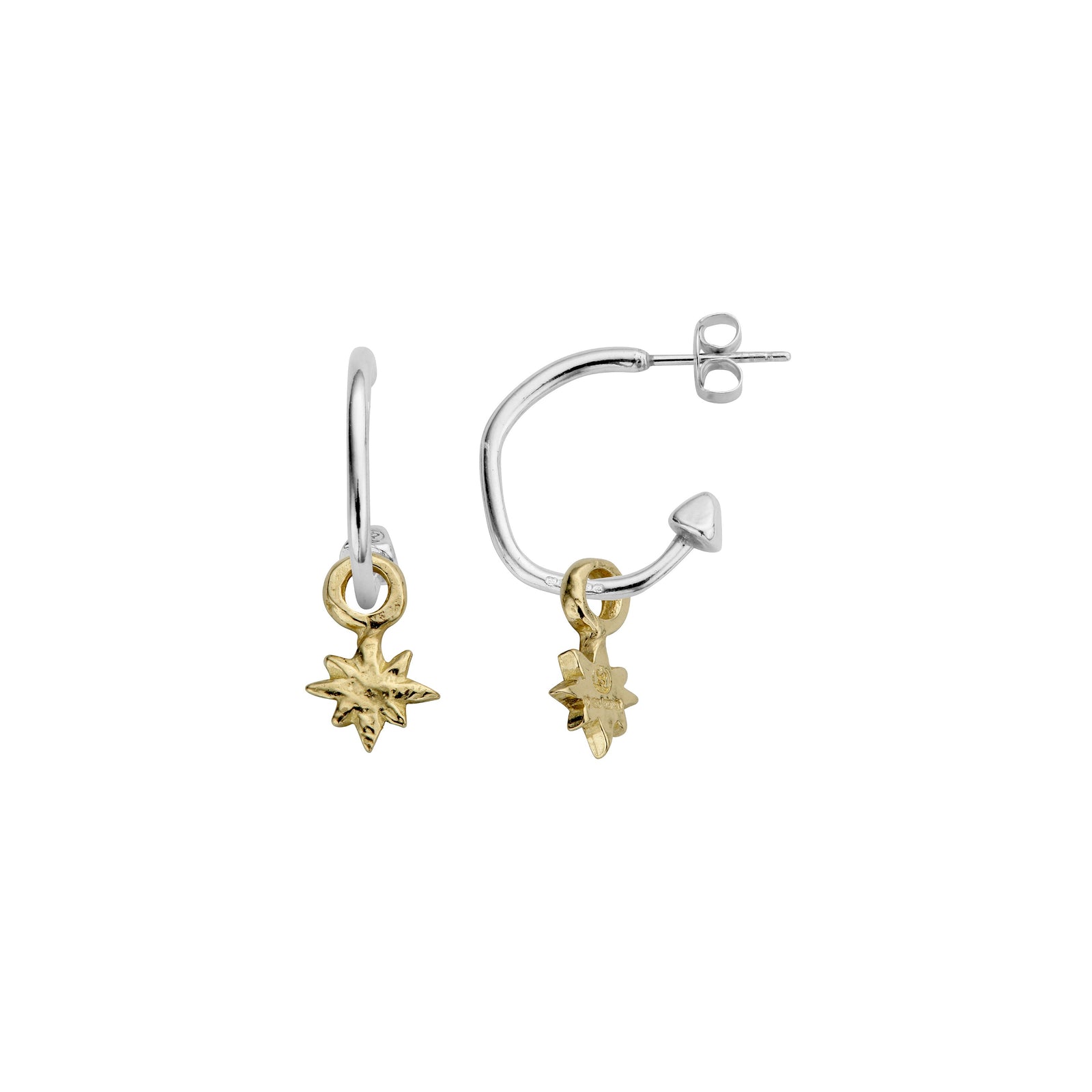 Mini Cupid Hoops With Gold Baby North Star Charms
