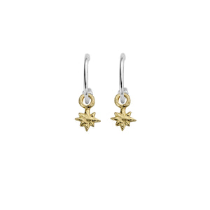Mini Cupid Hoops With Gold Baby North Star Charms