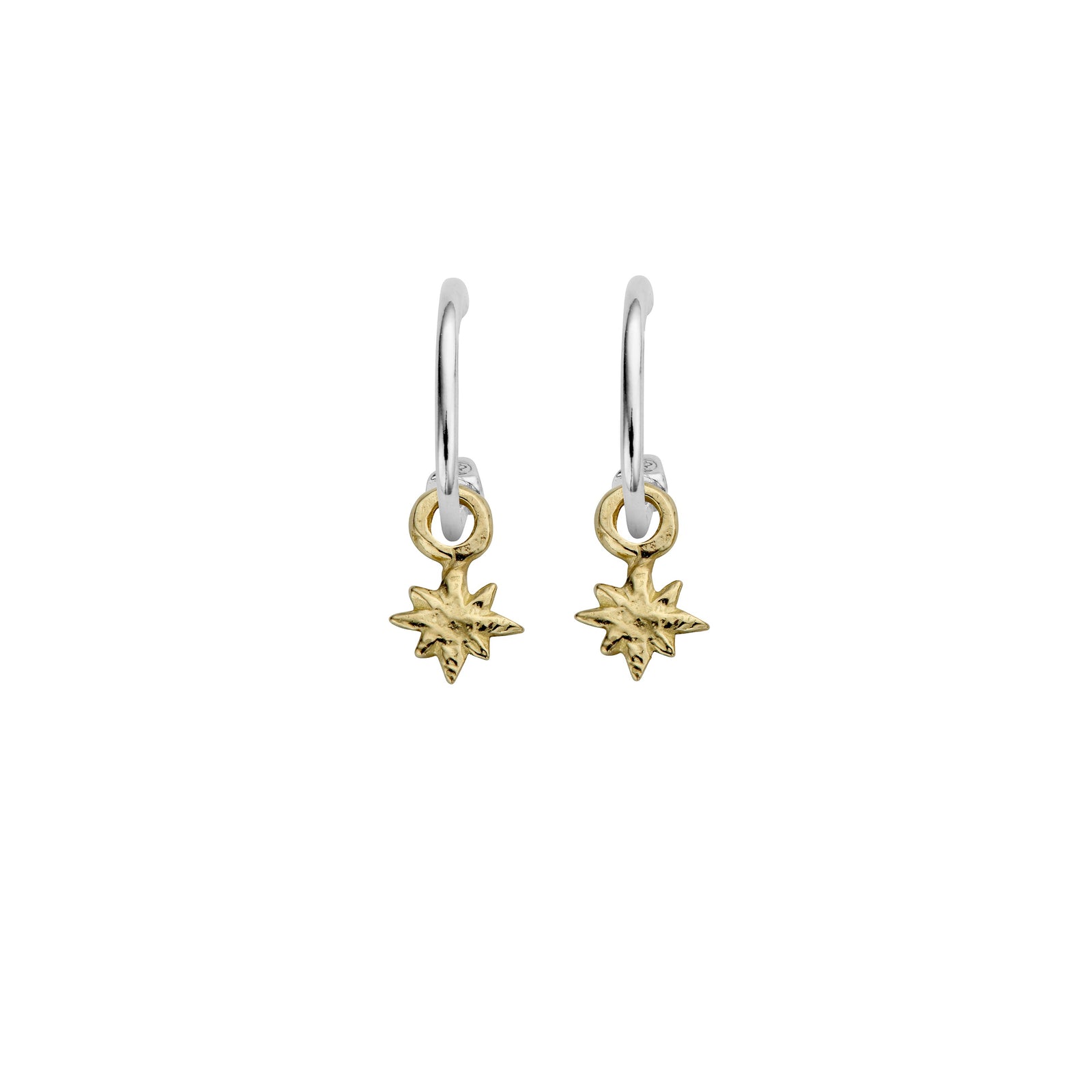 Mini Cupid Hoops With Gold Baby North Star Charms