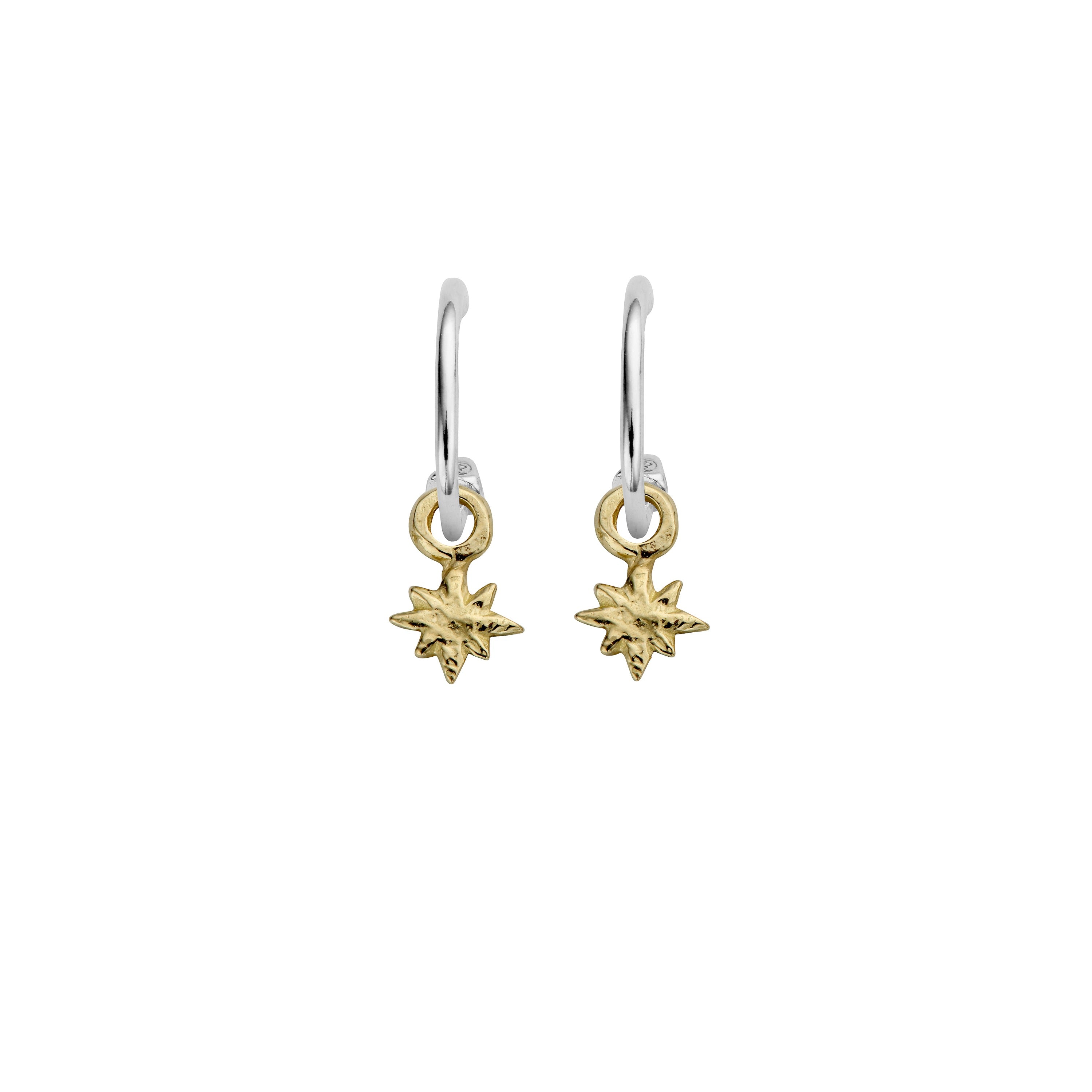 Mini Cupid Hoops With Gold Baby North Star Charms