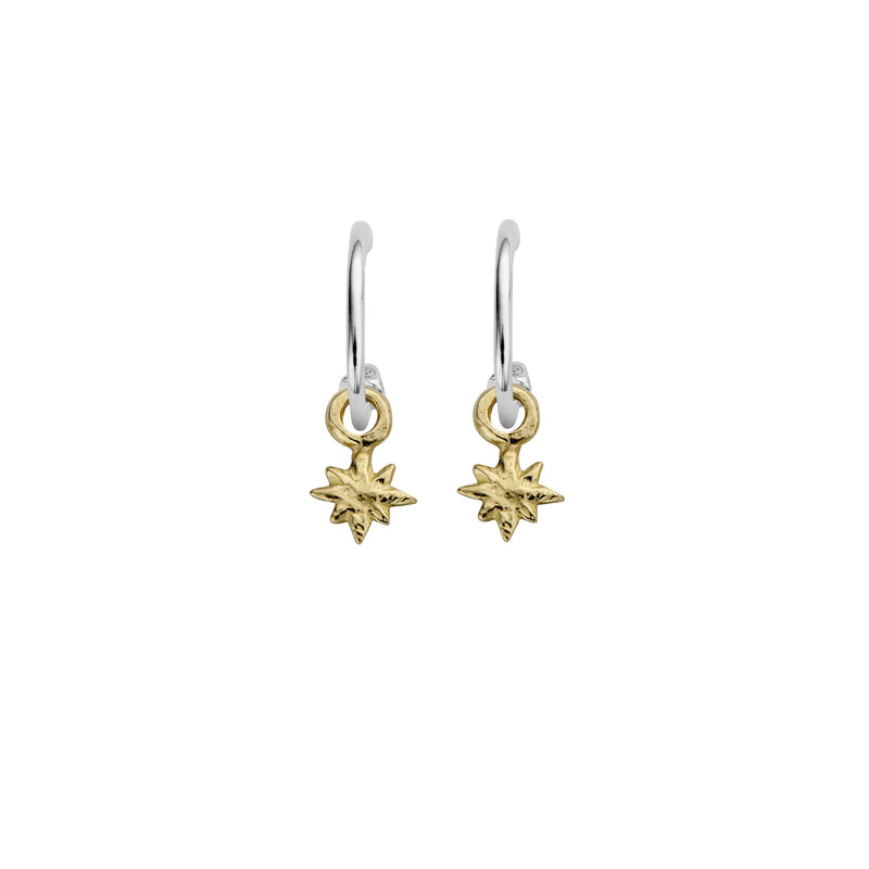 Mini Cupid Hoops With Gold Baby North Star Charms