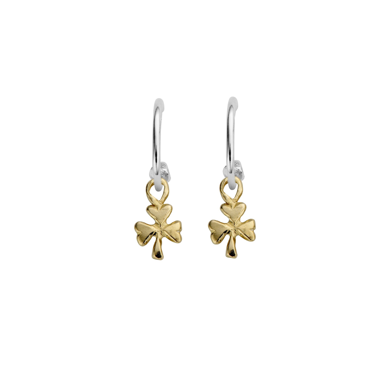 Mini Cupid Hoops With Gold Baby Shamrock Charms