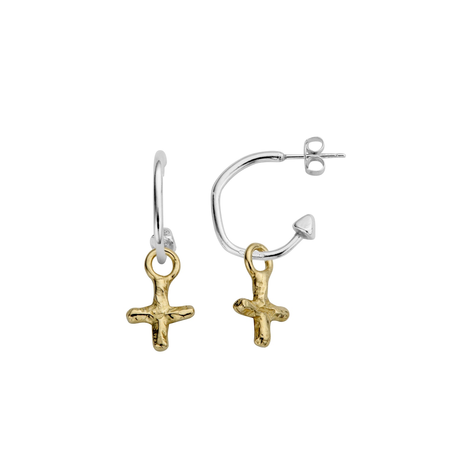 Mini Cupid Hoops With Gold Mini Kiss Charms
