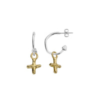 Mini Cupid Hoops With Gold Mini Kiss Charms