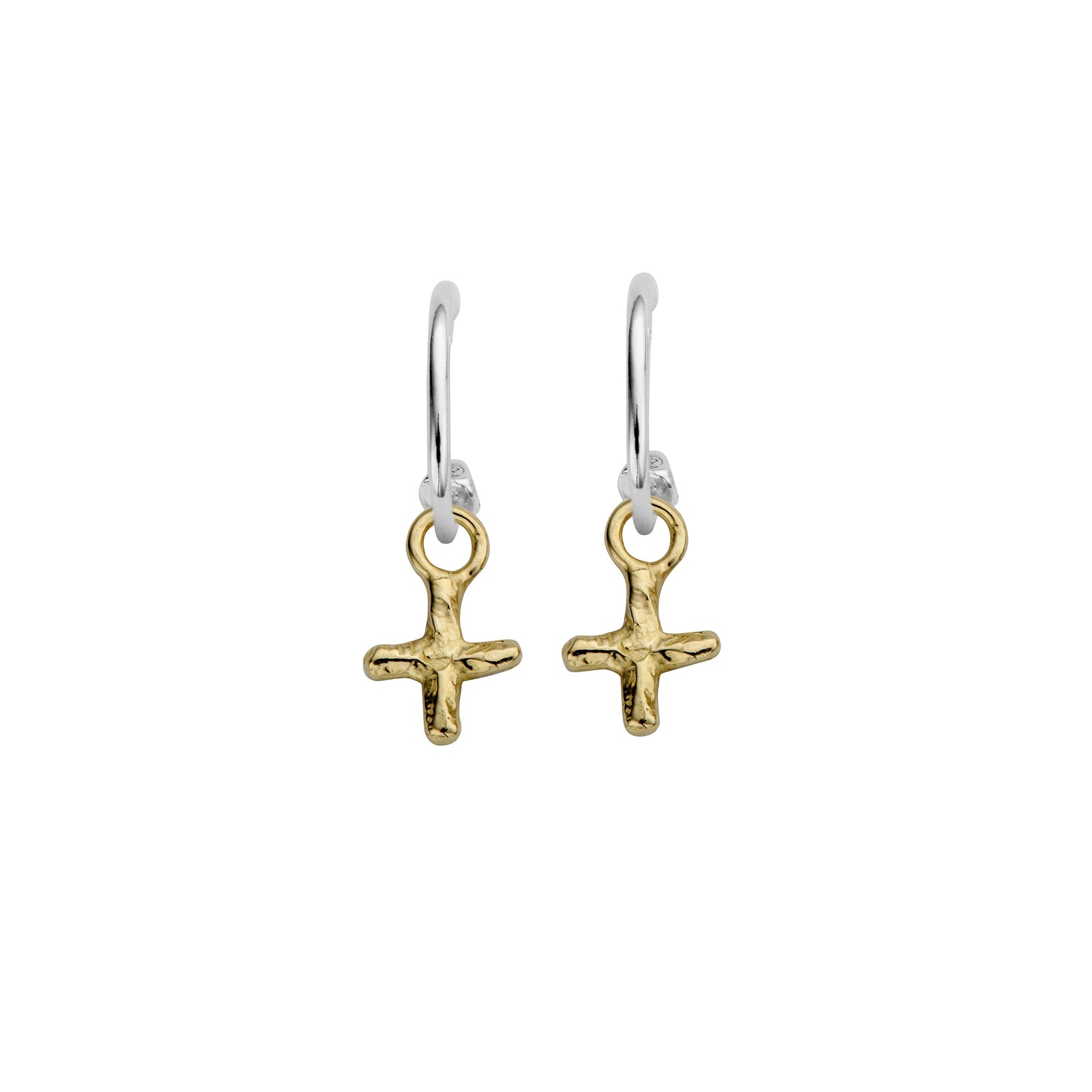 Mini Cupid Hoops With Gold Mini Kiss Charms