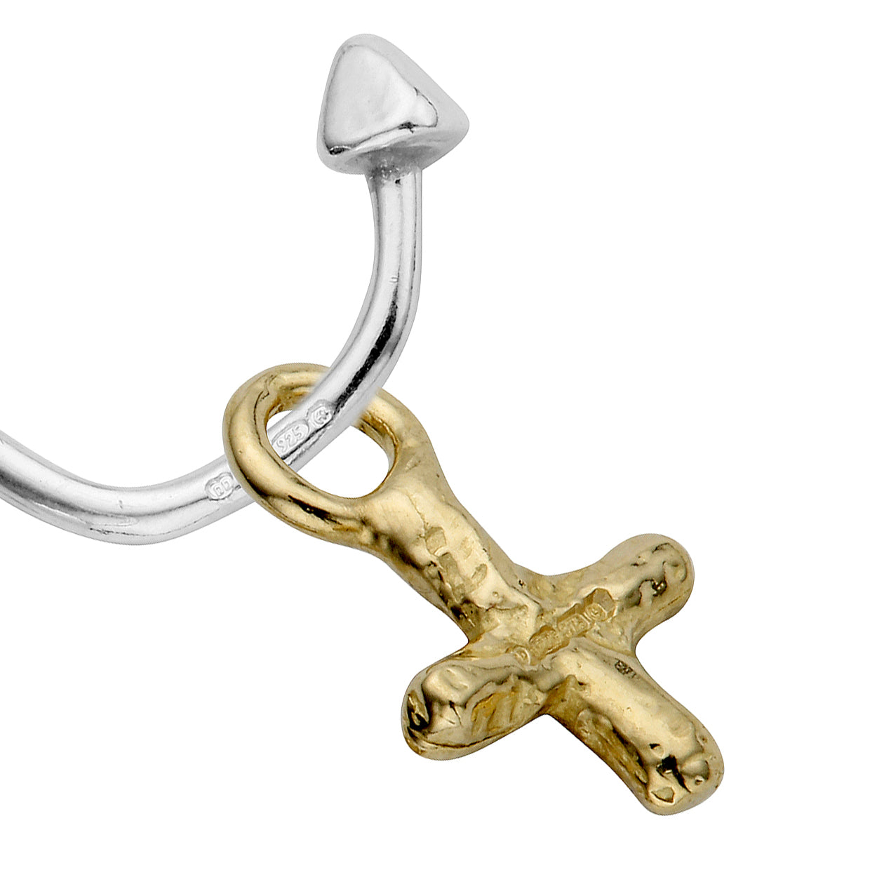 Mini Cupid Hoops With Gold Mini Kiss Charms
