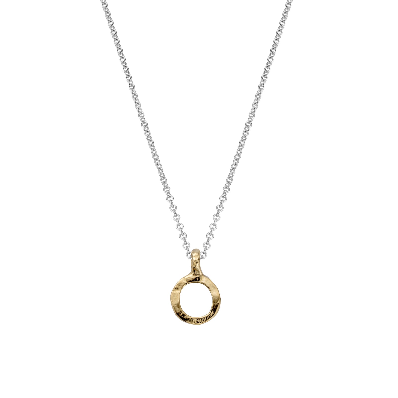 Silver & Gold Mini Open Circle Necklace