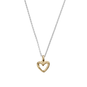 Silver & Gold Mini Open Heart Necklace