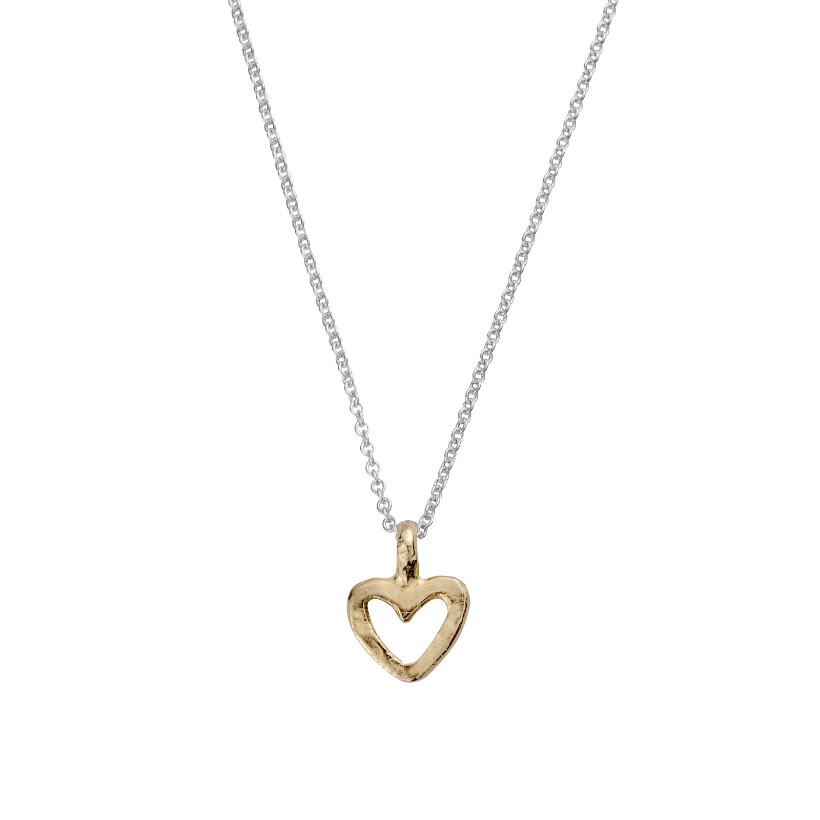 Silver & Gold Mini Open Heart Necklace