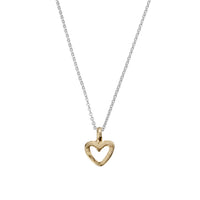 Silver & Gold Mini Open Heart Necklace