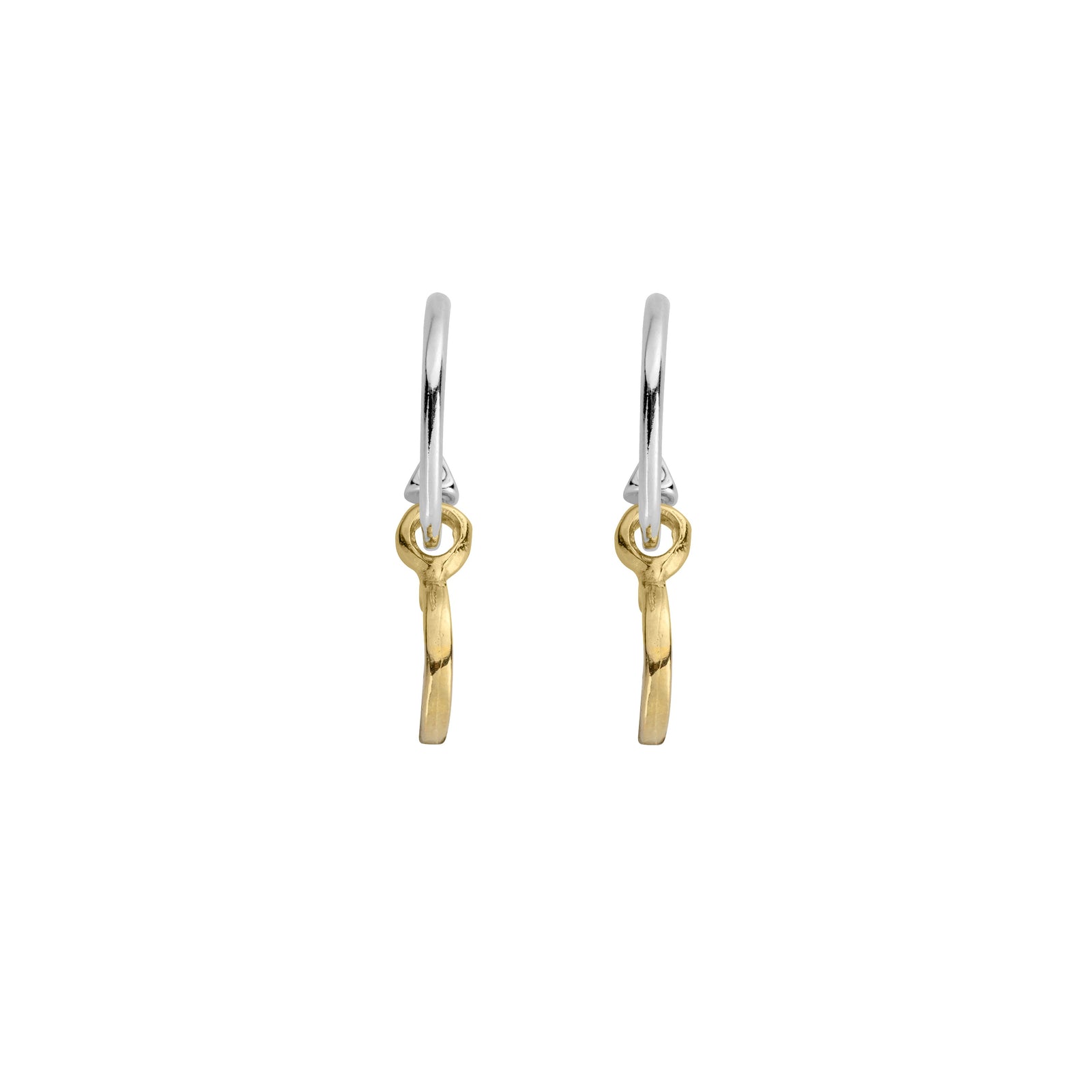 Mini Cupid Hoops With Gold Mini Crescent Moon Charms