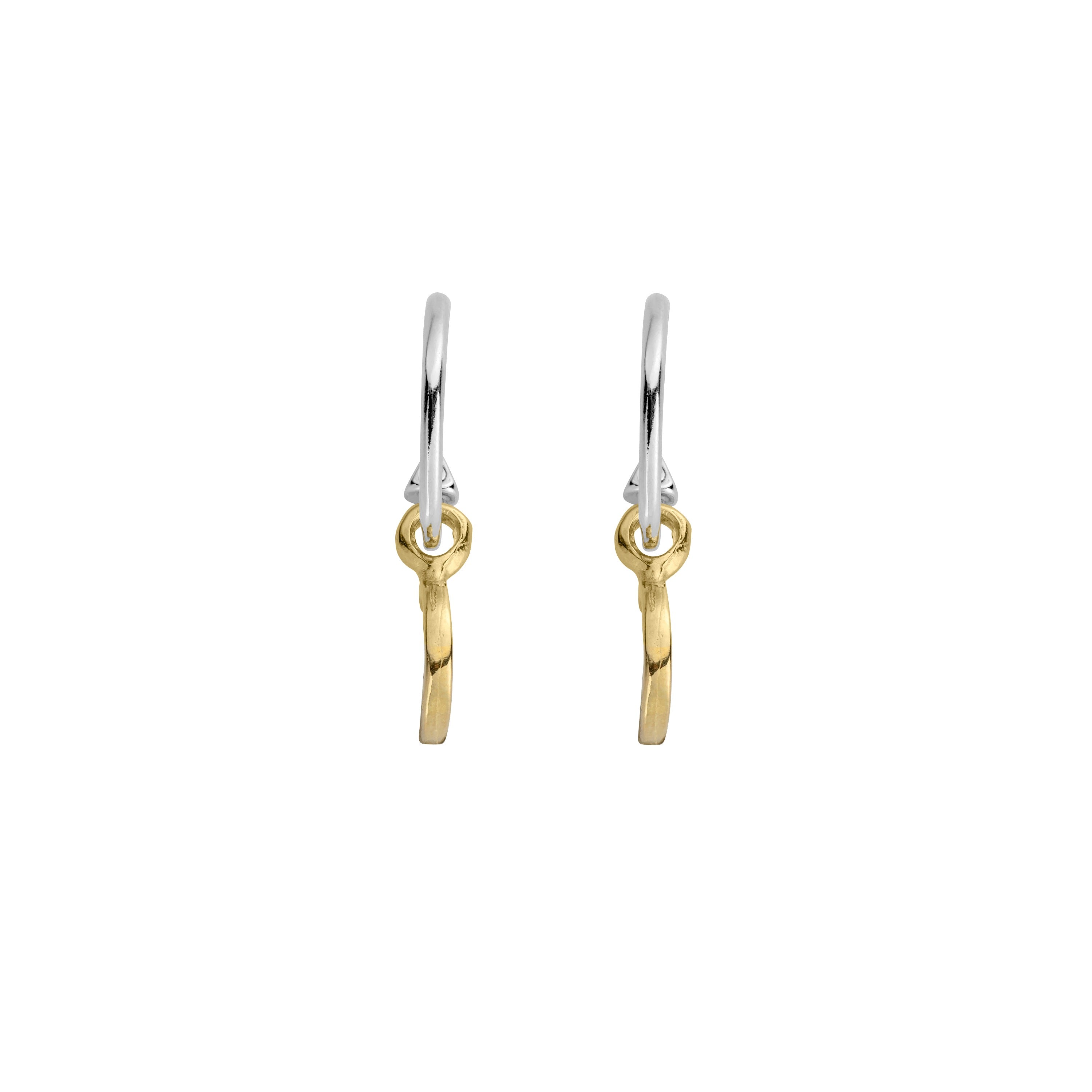 Mini Cupid Hoops With Gold Mini Crescent Moon Charms