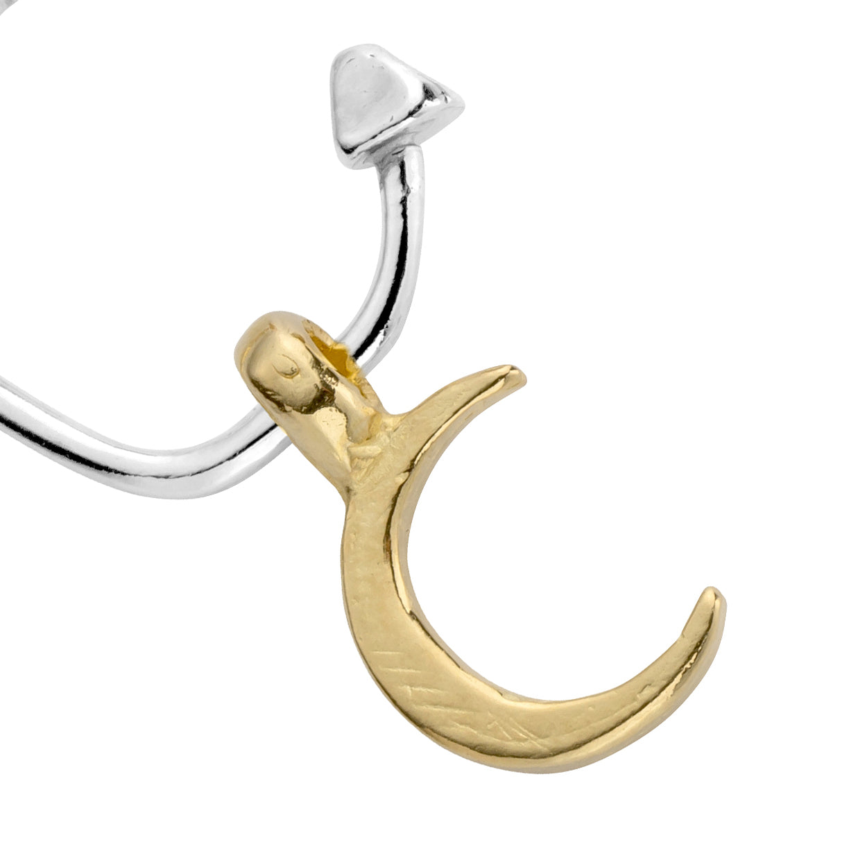 Mini Cupid Hoops With Gold Mini Crescent Moon Charms
