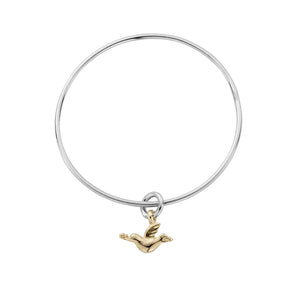 Silver & Gold Mini Turtle Dove Bangle