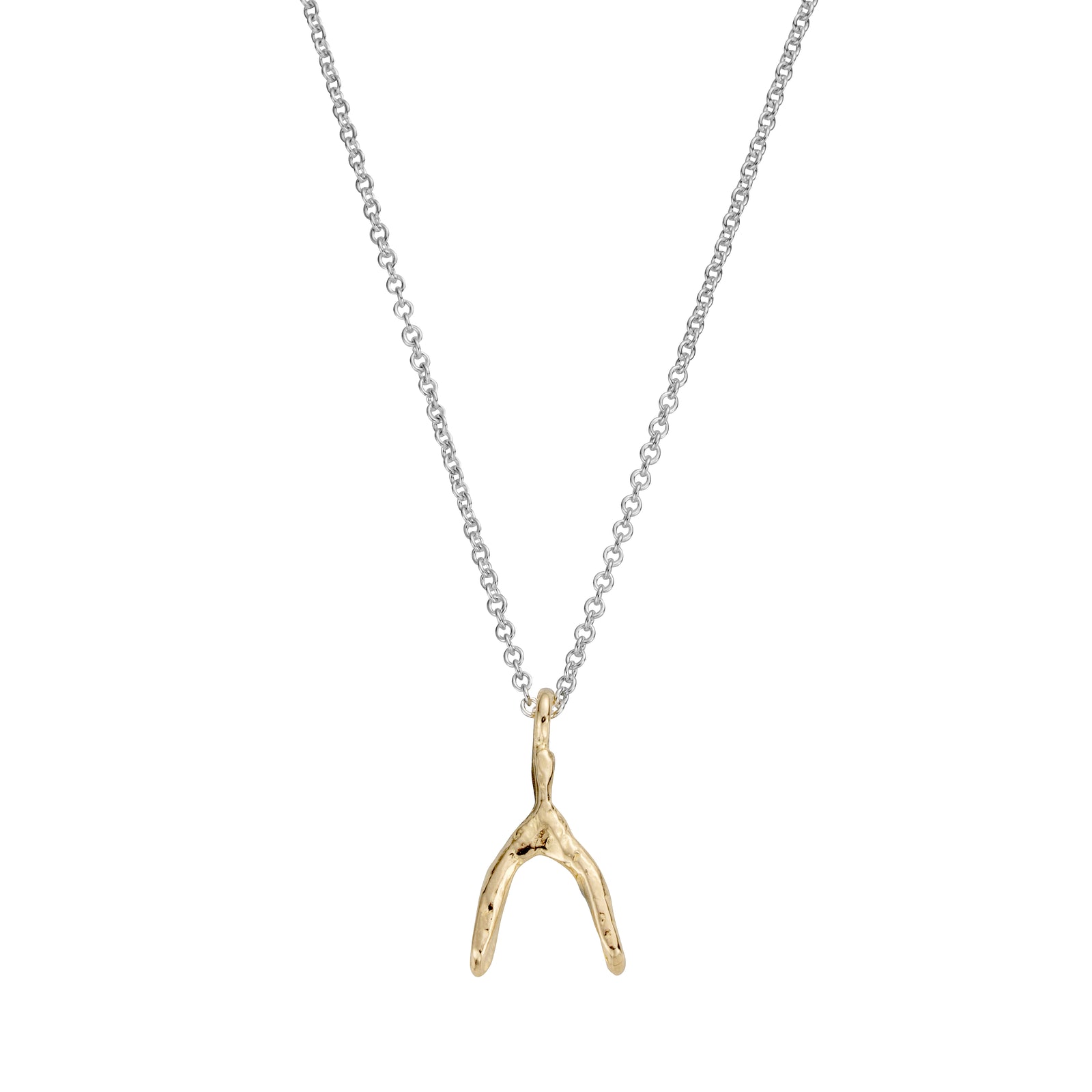 Silver & Gold Mini Wishbone Necklace