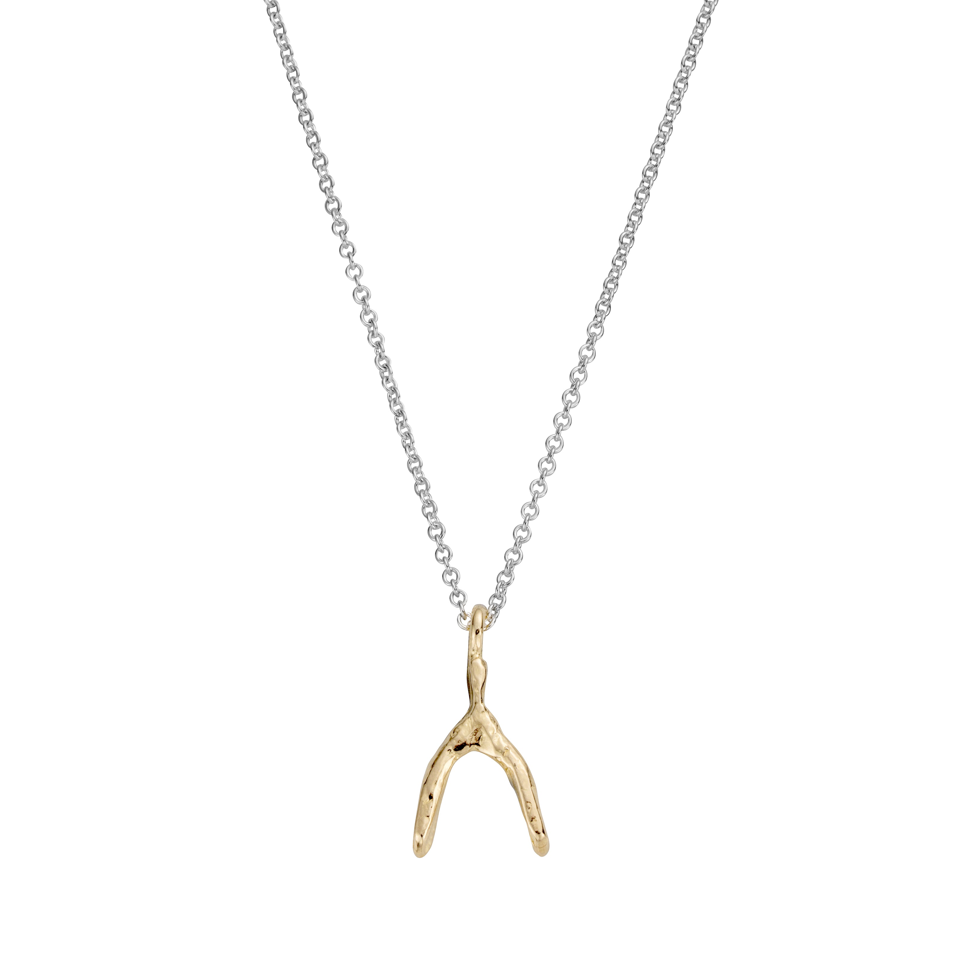 Silver & Gold Mini Wishbone Necklace