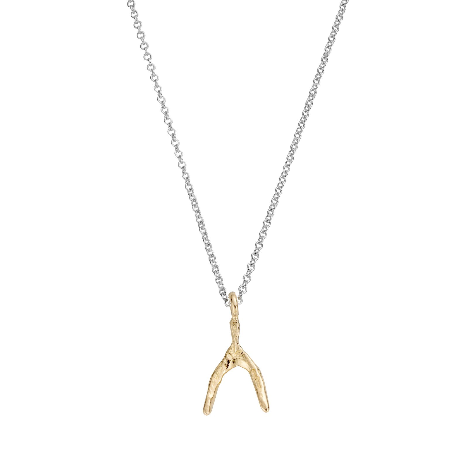 Silver & Gold Mini Wishbone Necklace
