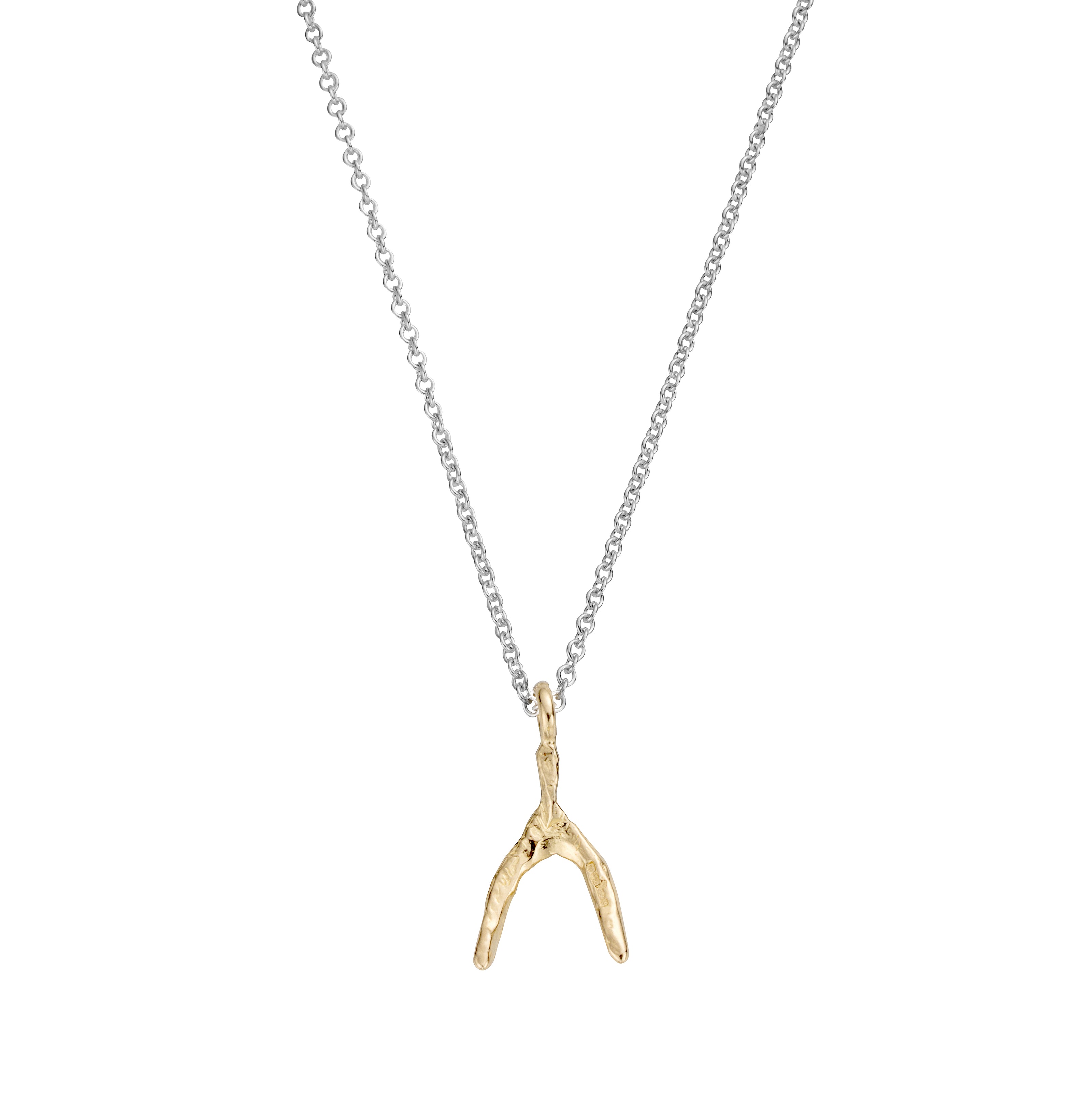 Silver & Gold Mini Wishbone Necklace