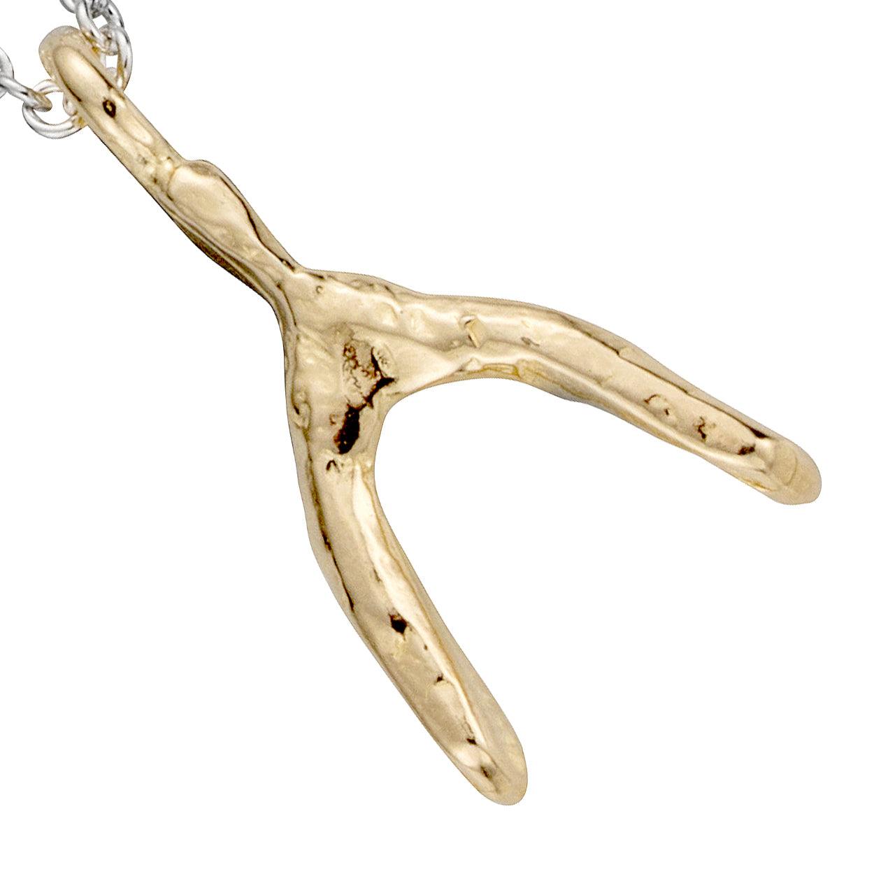Silver & Gold Mini Wishbone Necklace