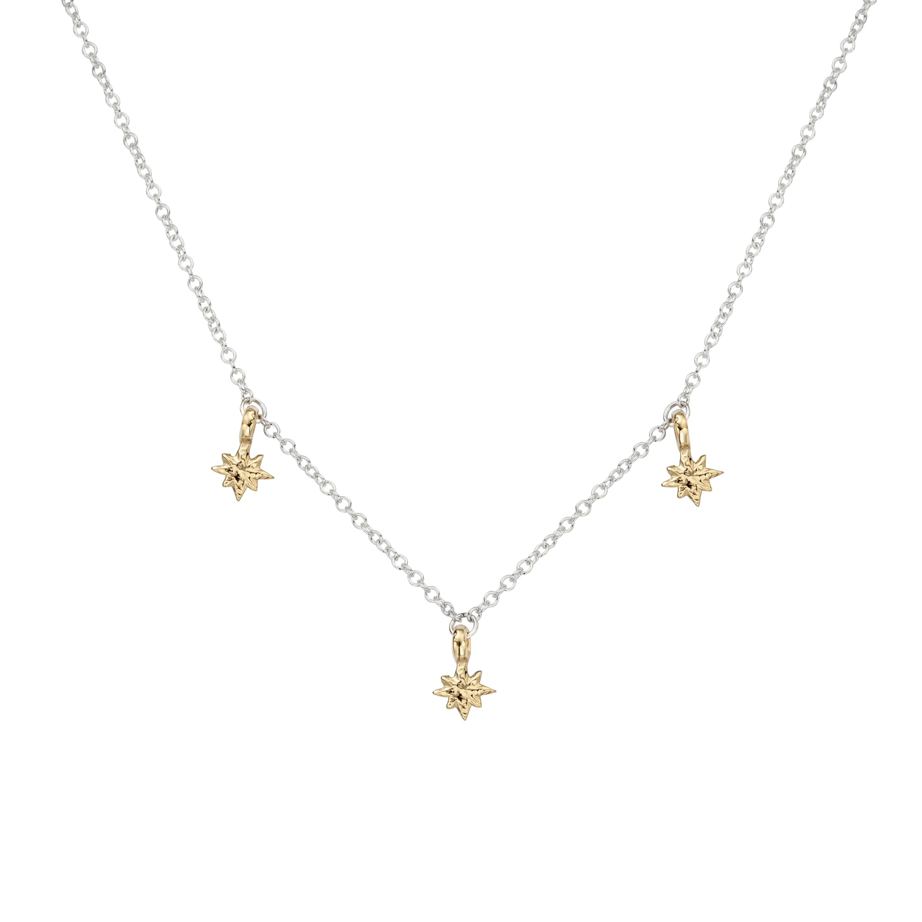 Silver & Gold Three Baby North Star Necklace