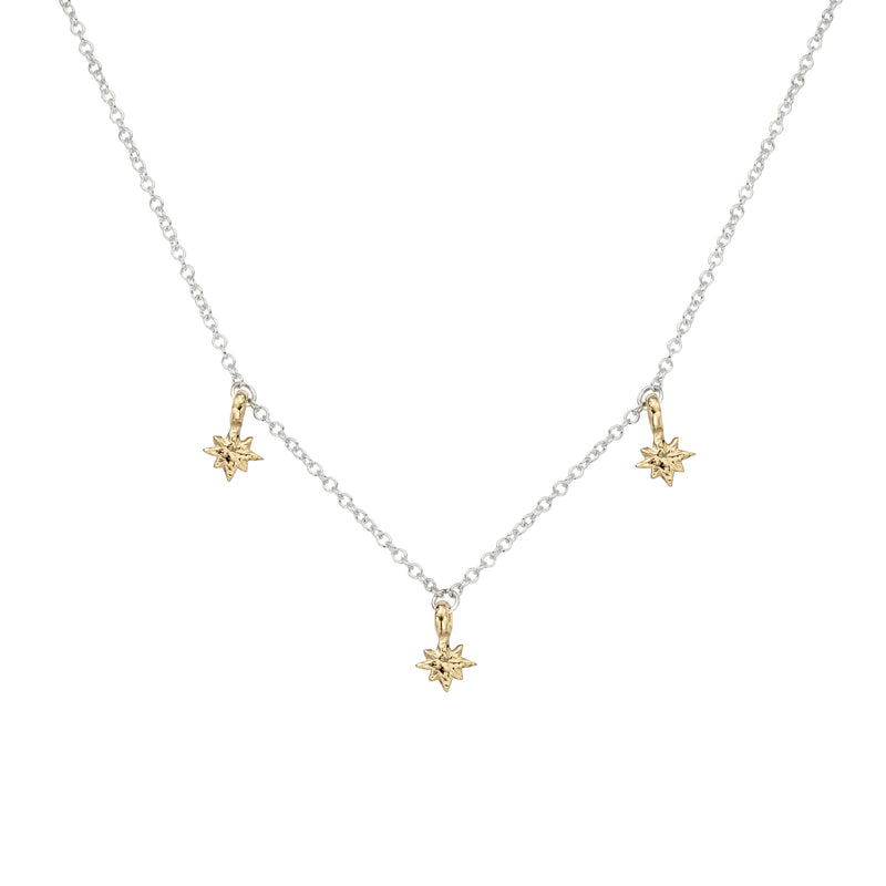 Silver & Gold Three Baby North Star Necklace