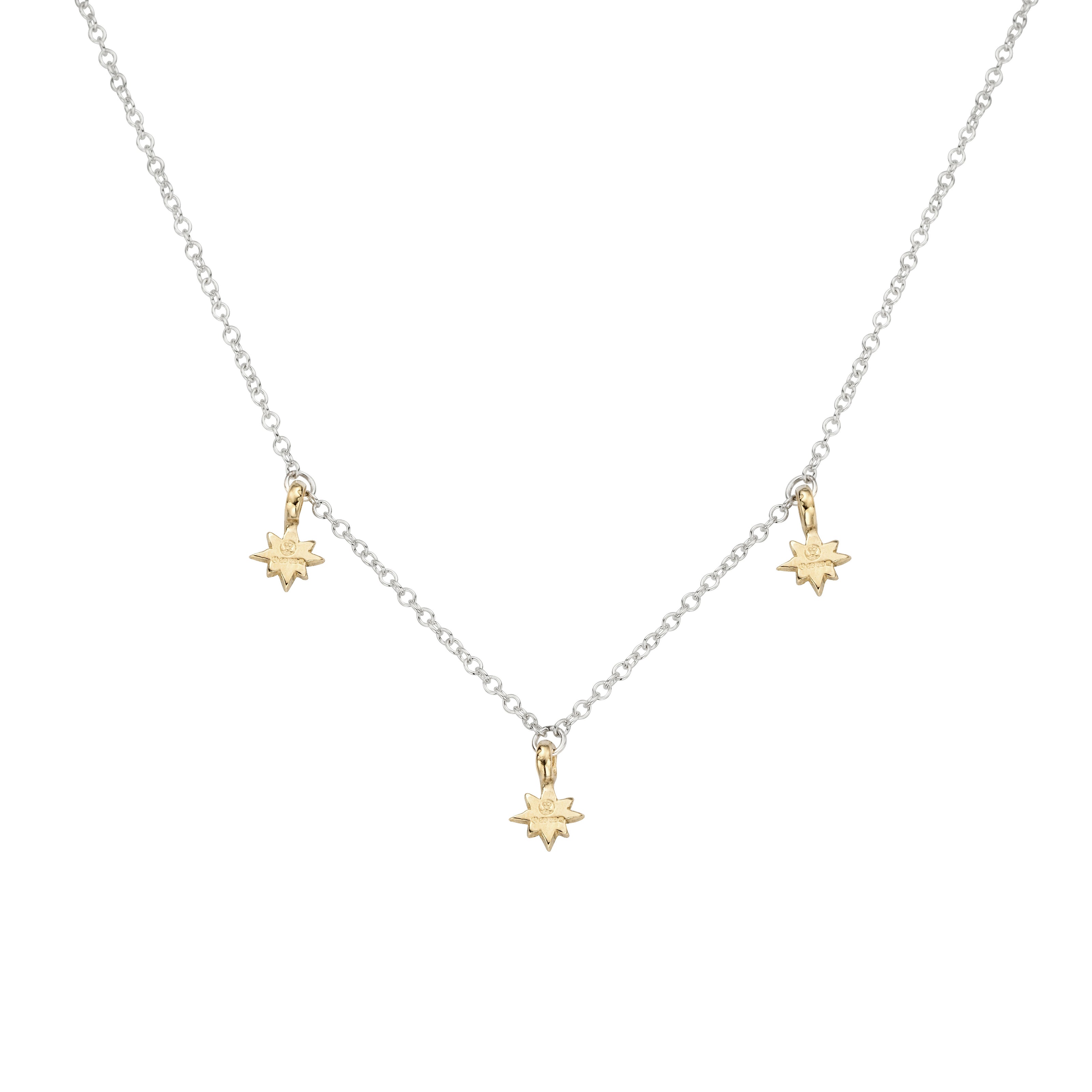 Silver & Gold Three Baby North Star Necklace
