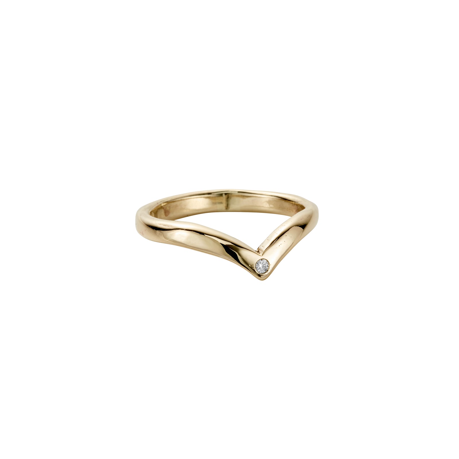 Gold Single Diamond Wishbone Band
