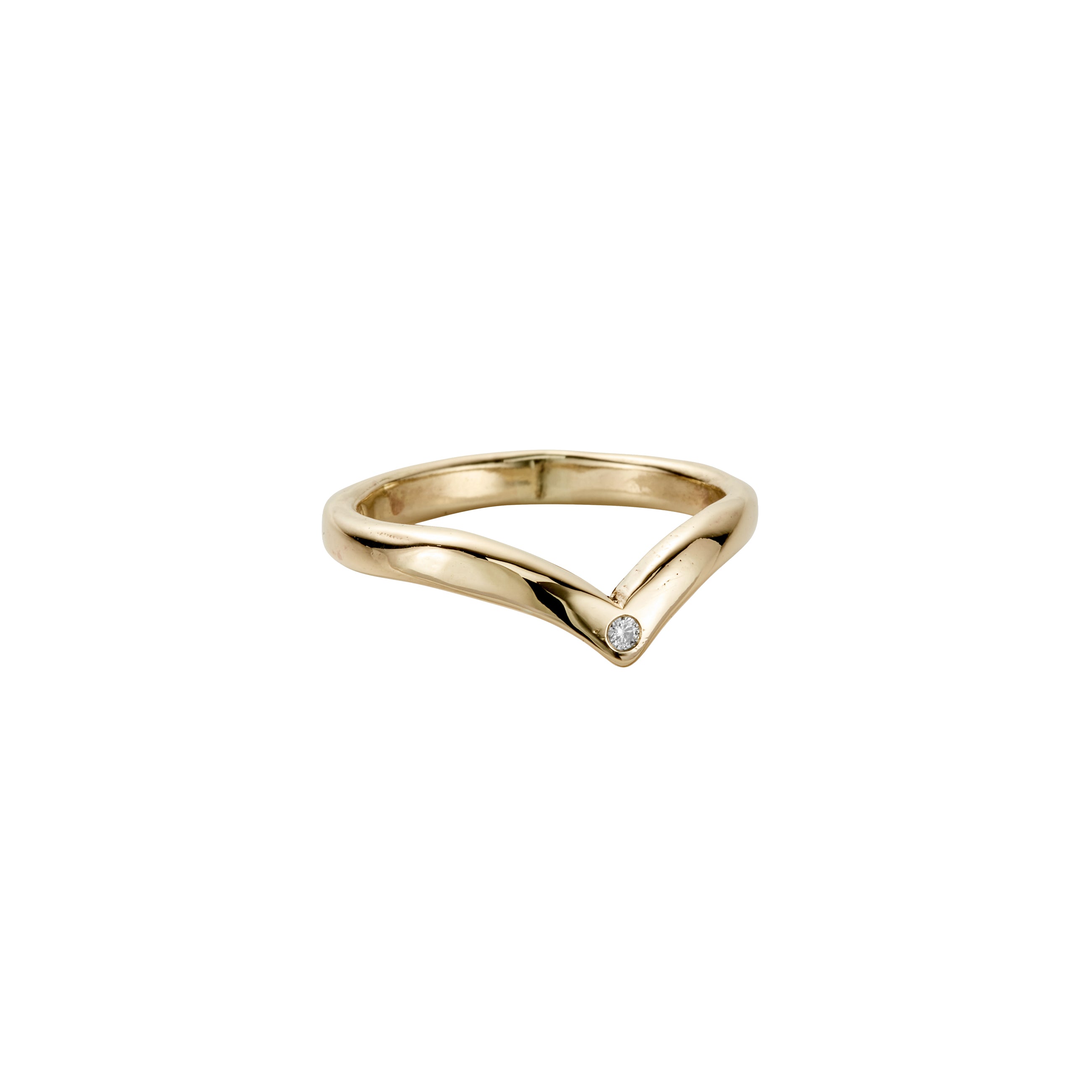 Gold Single Diamond Wishbone Band