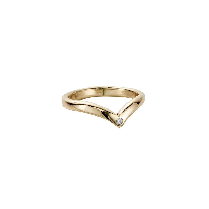 Gold Single Diamond Wishbone Band