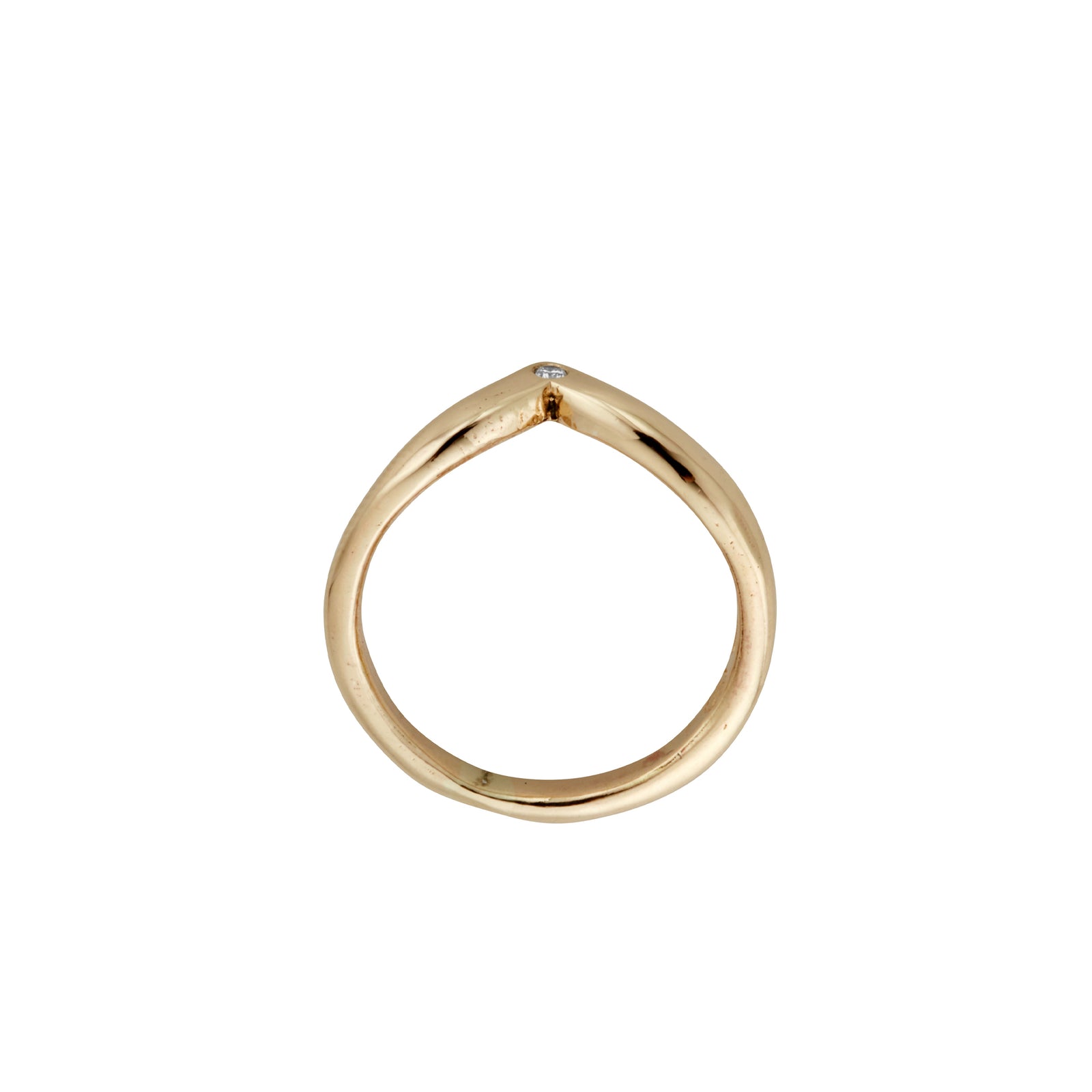 Gold Single Diamond Wishbone Band
