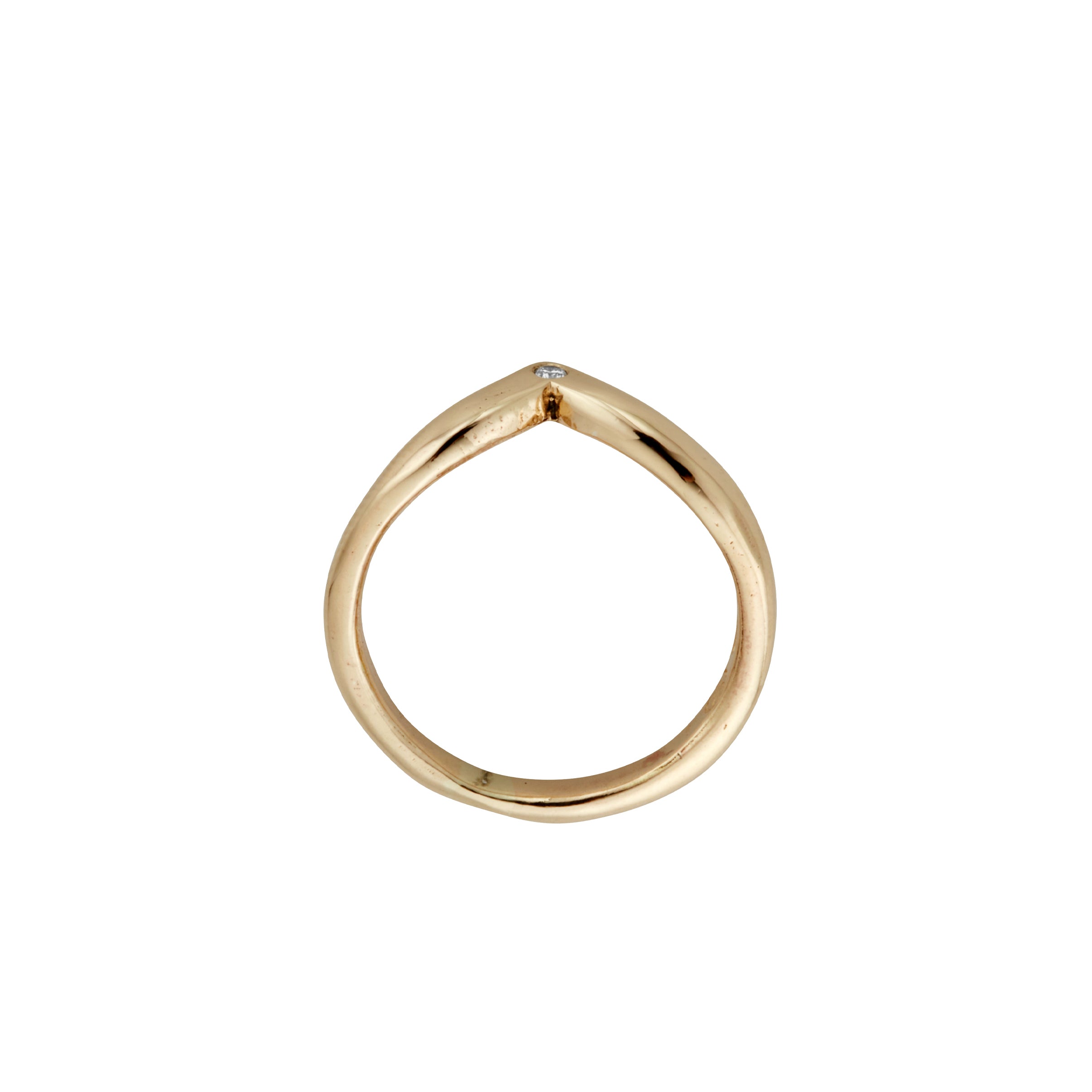 Gold Single Diamond Wishbone Band