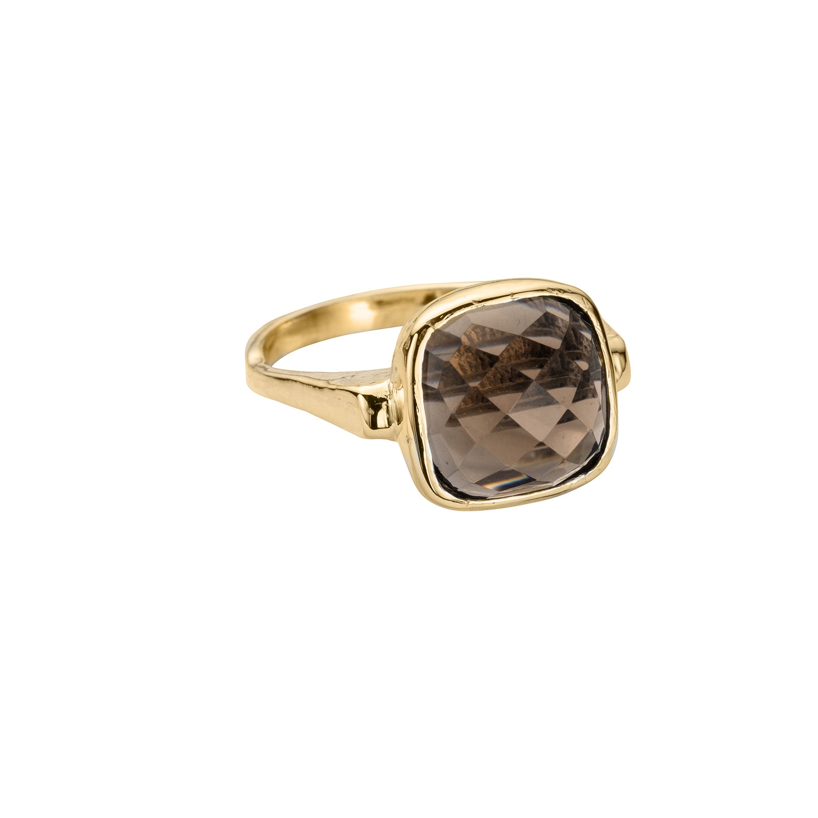 Gold Smoky Quartz Crystal Ring
