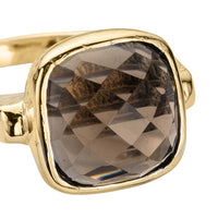 Gold Smoky Quartz Crystal Ring