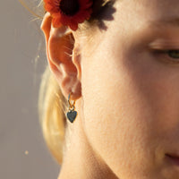 Gold Tiny Cupid Hoops With Baby Heart Charms