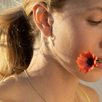 Gold Tiny Cupid Hoops With Baby Heart Charms