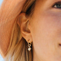 Gold Tiny Cupid Hoops With Baby North Star Charms