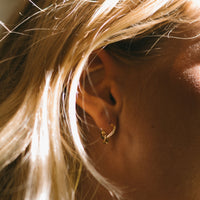 Gold Tiny Cupid Hoops With Mini Citrine Earring Charms