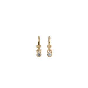 Gold Tiny Cupid Hoops With Mini Diamond Earring Charms