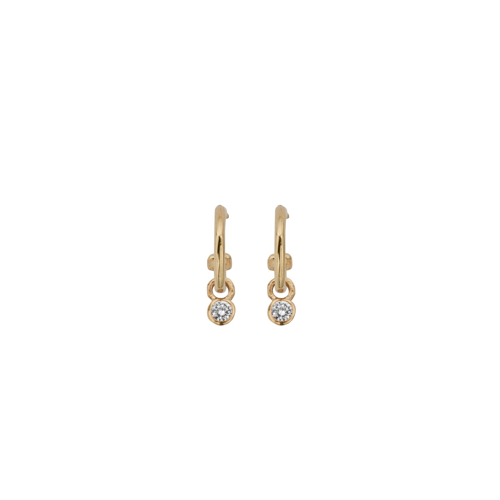 Gold Tiny Cupid Hoops With Mini Diamond Earring Charms