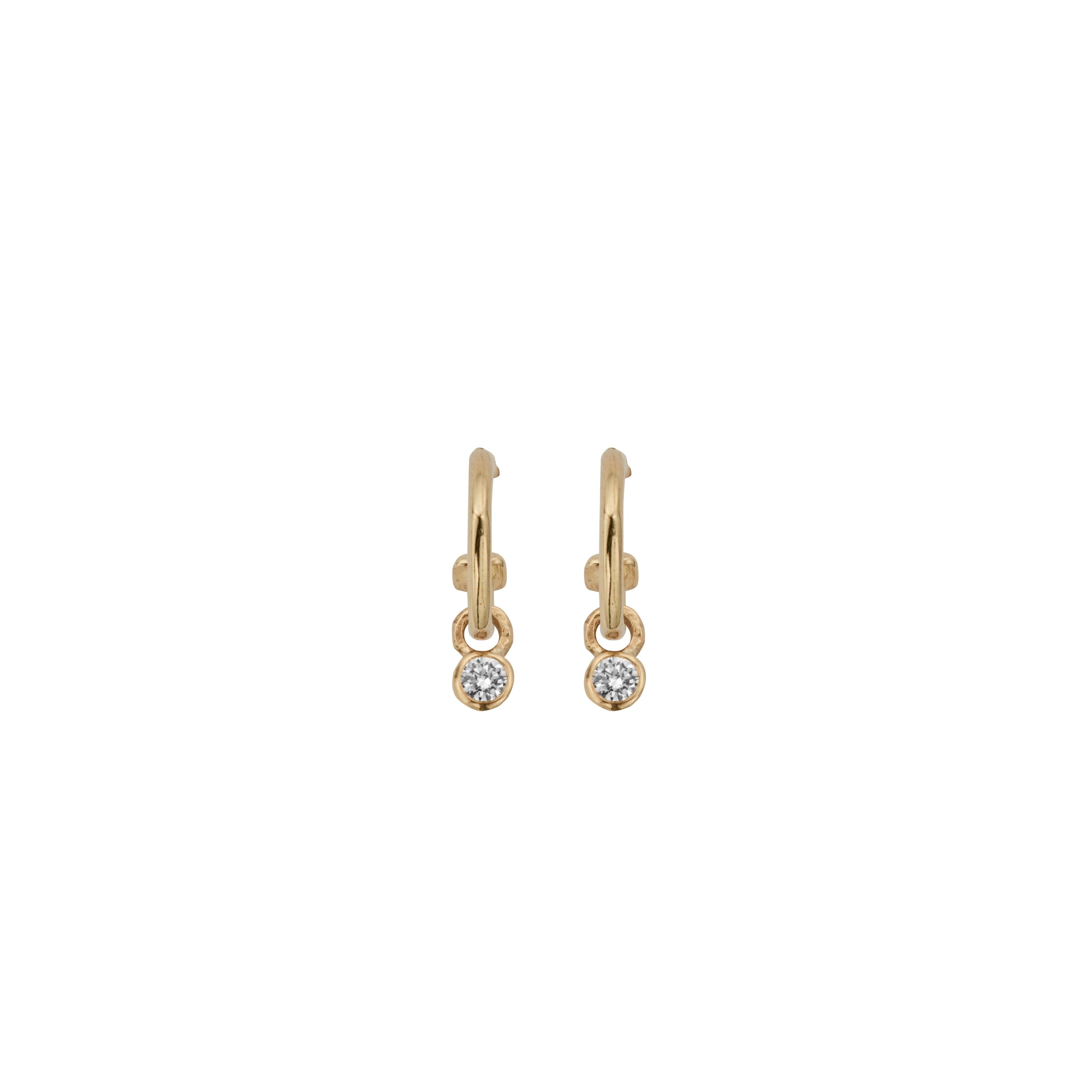 Gold Tiny Cupid Hoops With Mini Diamond Earring Charms