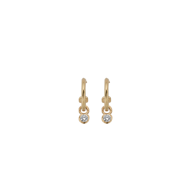 Gold Tiny Cupid Hoops With Mini Diamond Earring Charms