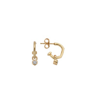 Gold Tiny Cupid Hoops With Mini Diamond Earring Charms