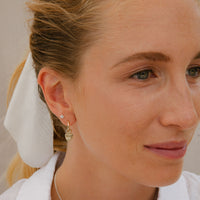 Gold Tiny Cupid Hoops With Baby Heart Charms