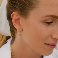 Gold Tiny Cupid Hoops With Baby North Star Charms